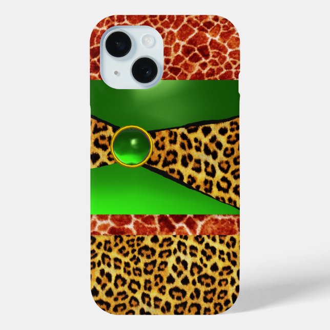 COQUES Case-Mate iPhone GIRAFFE LÉOPARD PEAU VERT EMERALD GEM IMPRIMÉ (Verso)