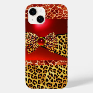 COQUE Case-Mate iPhone GIRAFFE LEOPARD SKIN BOW IMPRIMÉ, ROUGE RUBY GEMST