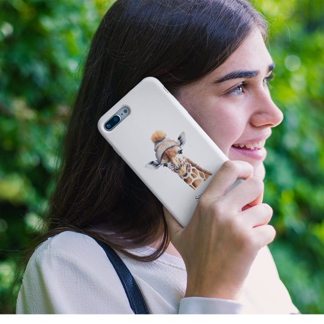 Coques Case-Mate iPhone Giraffe portant casquette d'hiver personnalisable  (Créateur téléchargé)