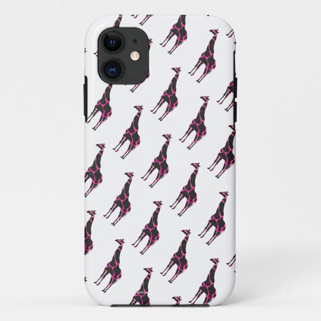 Coques Case-Mate iPhone Giraffe Rose chaud et Silhouette noire (Dos)