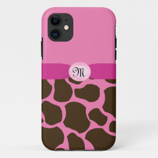 Coques Pour iPhone Giraffe rose monogramme