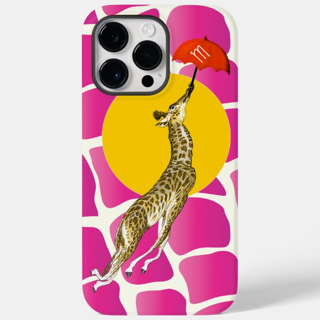 Coques Case-Mate iPhone Giraffe rouge parapluie Brown Giraffe Motif (Verso)