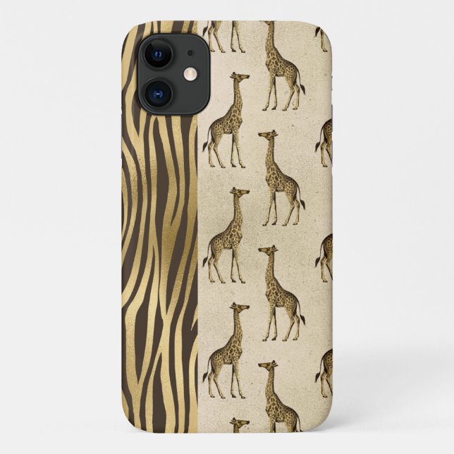 Coques Case-Mate iPhone Giraffe & Tigre Imprimer Or Brown Plutôt Chic (Dos)