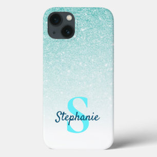 Case-Mate iPhone Case Girl Aqua Parties scintillant bleue Ombre Monogram