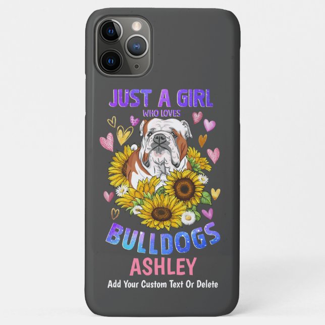 Coques Case-Mate iPhone Girl Love English Bulldog Sunflower (Dos)
