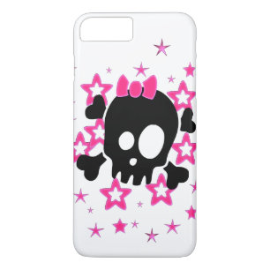 Coque iPhone 7 Plus Girlie Black Crâne Carton blanc