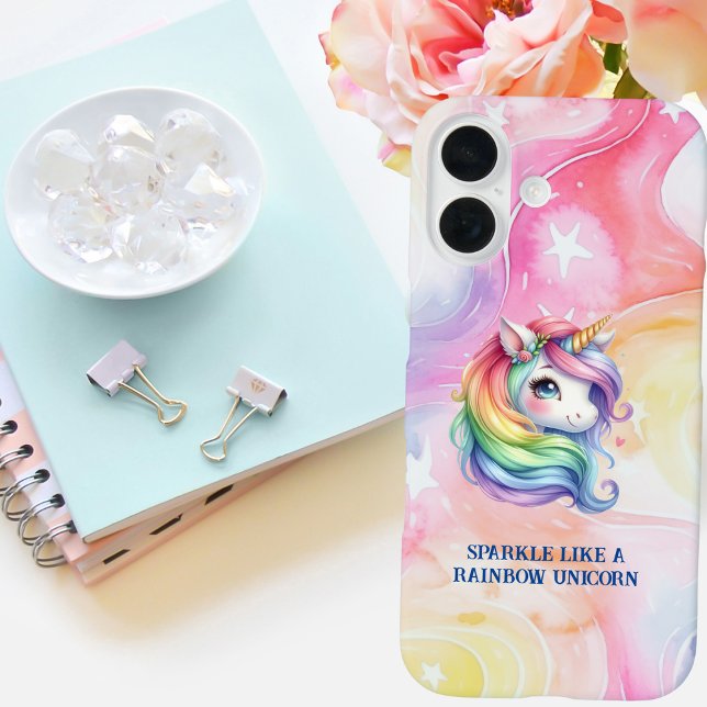 Coques Case-Mate iPhone Girls mignonne Rainbow Unicorn Message personnalis (Créateur téléchargé)