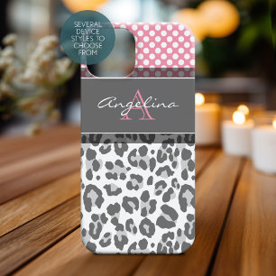 Coque Pour iPhone 15 Girly Leopard Spot Imprimer Motif Monogrammes pers