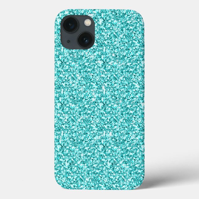 Coques Case-Mate iPhone Girly, parties scintillantes bleues d'Aqua (Verso)
