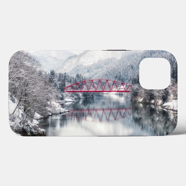 Coques Case-Mate iPhone Glace et neige | Pont rouge en hiver, Japon (Verso (horizontal))