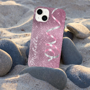 Coque Case-Mate iPhone Glam à ruban en argent rose