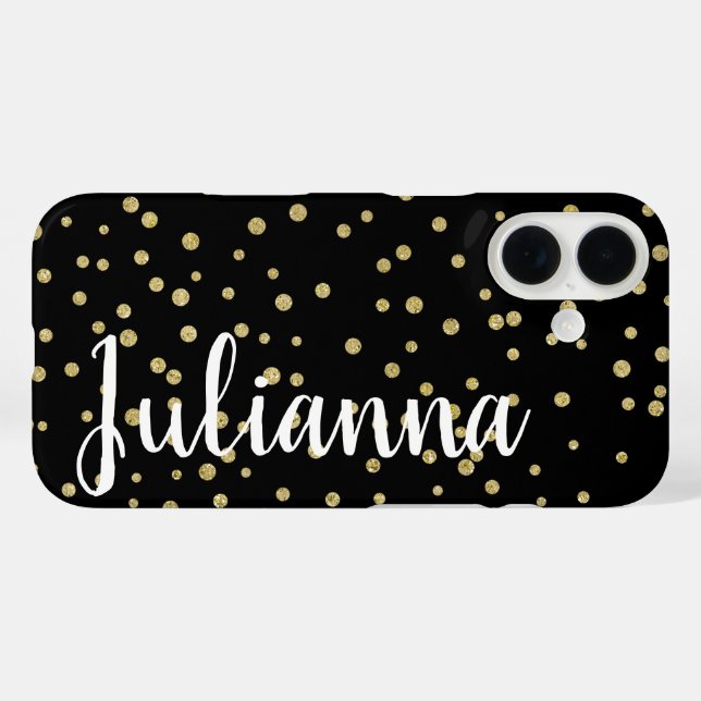 Coques Case-Mate iPhone Glam Black Gold Holiday Motif personnalisé (Verso (horizontal))