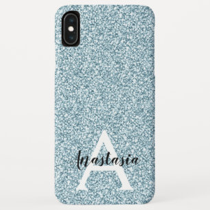 Case-Mate iPhone Case Glam Bleu Paillettes Argentées Monogramme Nom