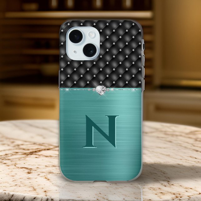 Coques Case-Mate iPhone Glam Brossé Métal vert et look Faux cuir (Créateur téléchargé)