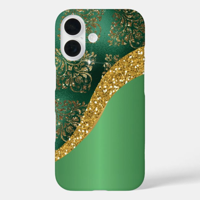 Coques Case-Mate iPhone Glam Gold Parties scintillant Vert métal (Verso)
