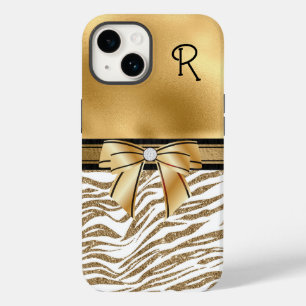 Coque Case-Mate iPhone Glam Gold Zebra Stripe Monogramme