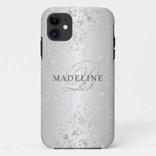 Case-Mate iPhone Case Glam Metallic Silver Parties scintillant Nom perso