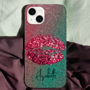 Coque Case-Mate iPhone Glam moderne Glitter Kiss Lipstick Empreinte