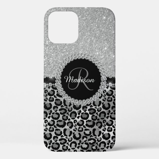 Coques Case-Mate iPhone Glam Parties scintillant Diamant Argent Monogramme (Verso)