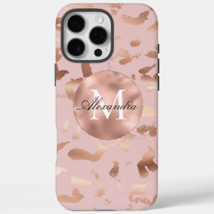 Coque iPhone 16 Pro Max Glam Rose Gold Blush Abstrait
