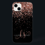 Coque Case-Mate iPhone Glam Rose Gold Parties scintillant Élégant Monogra<br><div class="desc">Glam Rose Gold Parties scintillant coque iphone monogramme élégant. Personnalisez facilement ce design branché de boîtier de téléphone chic avec une élégante parties scintillant brillante en or rose sur un arrière - plan noir. Le design comprend votre monogramme manuscrit avec de jolis tourbillons et nom.</div>