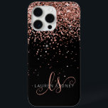 Coque Case-Mate iPhone Glam Rose Gold Parties scintillant Élégant Monogra<br><div class="desc">Glam Rose Gold Parties scintillant coque iphone monogramme élégant. Personnalisez facilement ce design branché de boîtier de téléphone chic avec une élégante parties scintillant brillante d'or rose sur un arrière - plan noir. Le design comprend votre monogramme manuscrit avec de jolis tourbillons et nom.</div>
