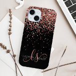Coque Case-Mate iPhone Glam Rose Gold Parties scintillant Élégant Monogra<br><div class="desc">Glam Rose Gold Parties scintillant coque iphone monogramme élégant. Personnalisez facilement ce design branché de boîtier de téléphone chic avec une élégante parties scintillant brillante d'or rose sur un arrière - plan noir. Le design comprend votre monogramme manuscrit avec de jolis tourbillons et nom.</div>