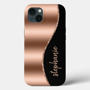 Case-Mate iPhone Case Glam Rose Gold Signature Faux Foil Woil Black