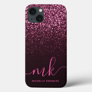 Case-Mate iPhone Case Glam Rose Rose Pailleté Monogramme Moderne Nom