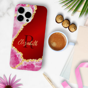Coque Case-Mate iPhone Glam Rouge et rose Monogrammed Girly