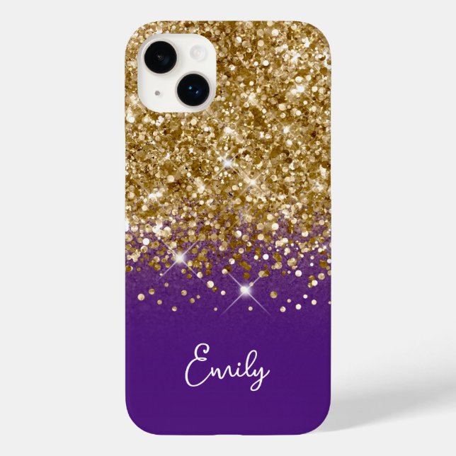 Coques Case-Mate iPhone Glam Royal Purple and Gold Parties scintillant (Verso)