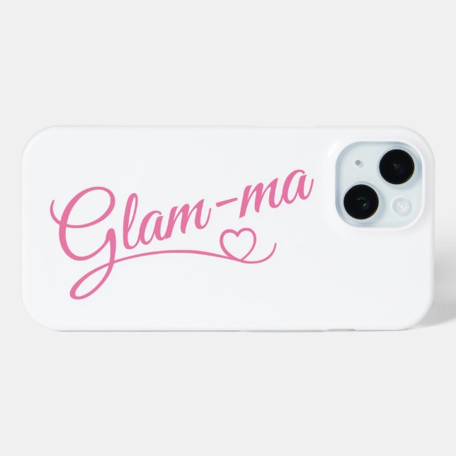 Coques Case-Mate iPhone Glamma rose sur blanc (Verso (horizontal))