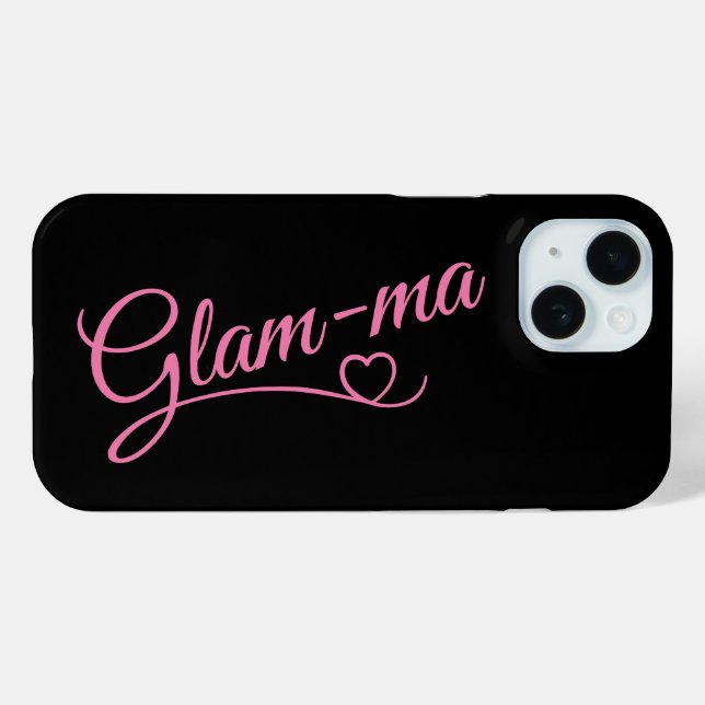 Coques Case-Mate iPhone Glamma rose sur noir (Verso (horizontal))
