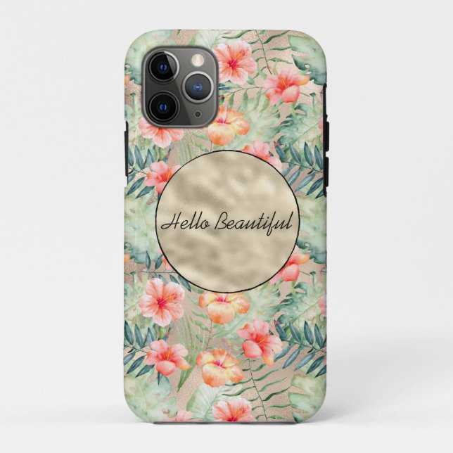 Coques Case-Mate iPhone Glamour Doré Hibiscus Rose Tropical Fruité         (Dos)