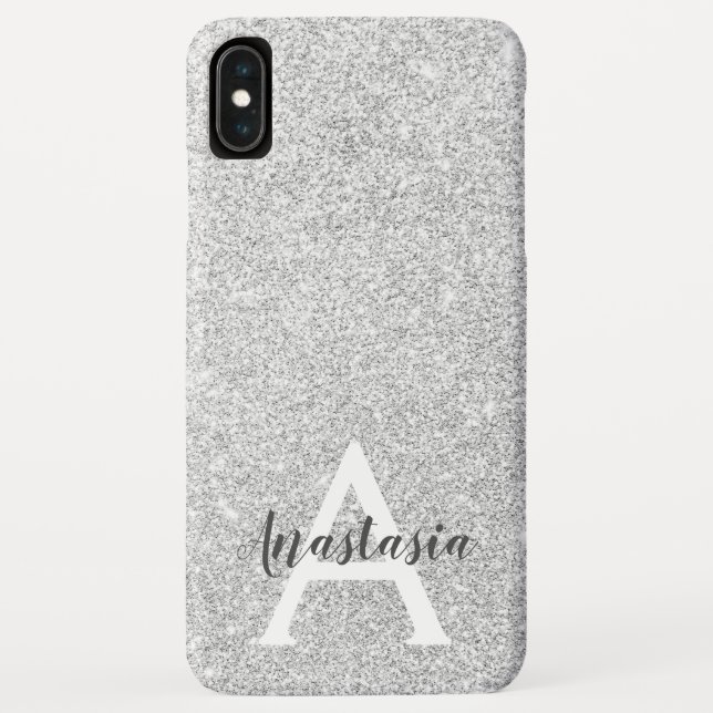 Coques Case-Mate iPhone Glamour Féminin Paillettes Argentées Monogramme No (Dos)