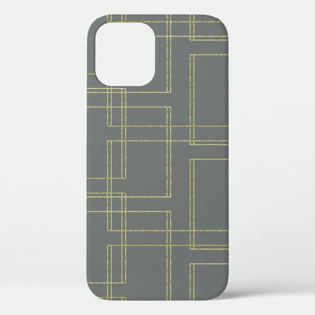 Coques Case-Mate iPhone Glamour géométrique gris et or chic (Verso)