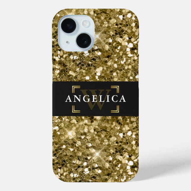 Coques Case-Mate iPhone Glamour Monogrammé Éperche Métallurgique Or (Verso)