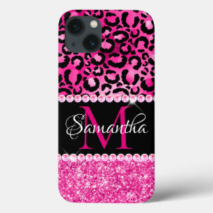 Case-Mate iPhone Case Glamour Monogramme Tache de Léopard Noir et Rose C