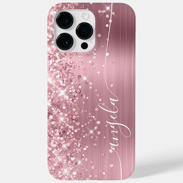 Coques Case-Mate iPhone Glamour Signature Pailleté Rose Clair (Verso)