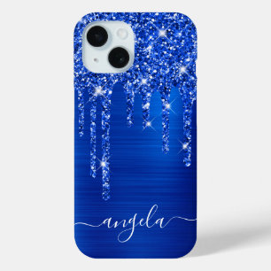 Coque Case-Mate iPhone Glamour Signé Royal Bleu Pailleté Gouttes