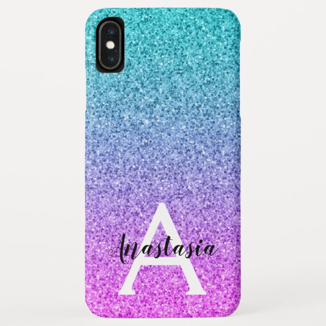 Coques Case-Mate iPhone Glamour Violet Aqua Paillettes Brillant Dégradé Mo (Dos)