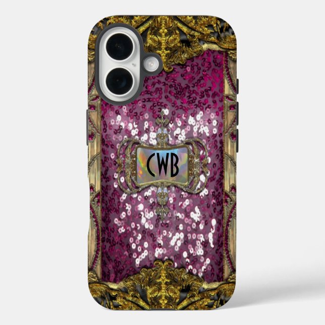 Coques Case-Mate iPhone Gleemshore Grace victorienne bling Monogramme (Verso)