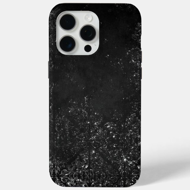 Coques Case-Mate iPhone Glimmery Onyx Grunge | Tambour noir argenté (Verso)