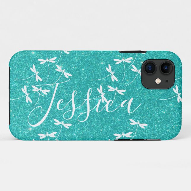 Coques Case-Mate iPhone Glitter and dragonflies personalized  Case-Mate iP (Dos (Horizontal))