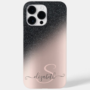 Coque Case-Mate iPhone Glitter ombre noir Cool Rose Gold Monogram