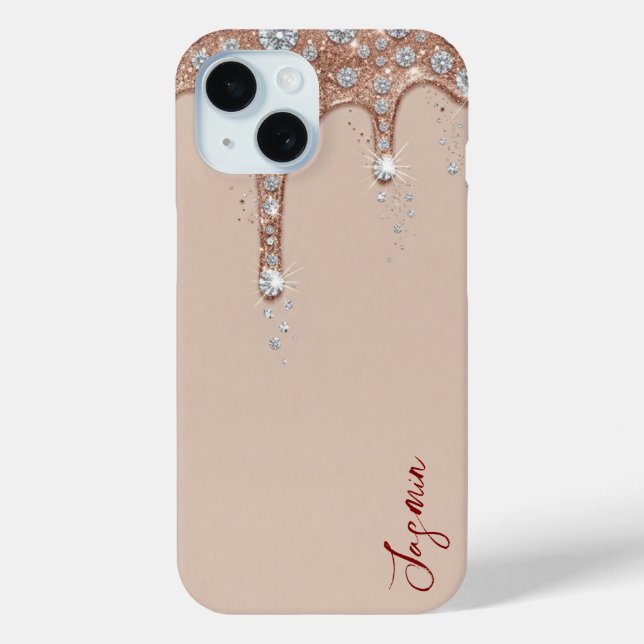 Coques Case-Mate iPhone Glitter Rose Gold et Beige de Luxe  (Verso)