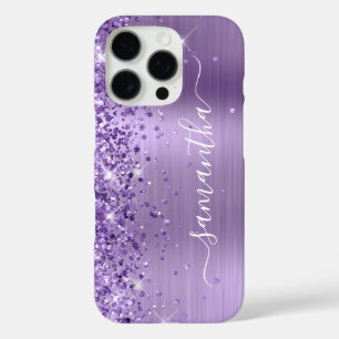 Coque iPhone 16 Pro Glitterie Lumière Violet Glam Girl Signature