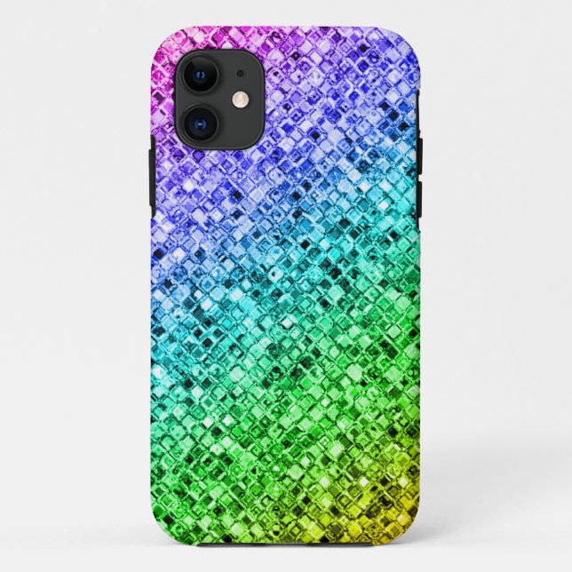 Coques Case-Mate iPhone Glitterie Rainbow Sparkling Glam Purple Turquoise (Dos)