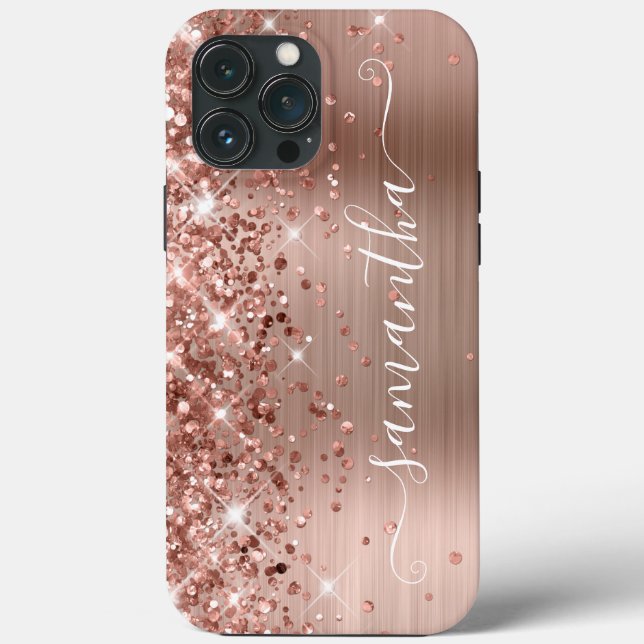 Coques Case-Mate iPhone Glitterie Rose Gold Foil Moderne Fille Signature (Verso)