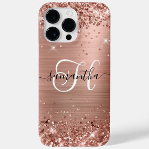 Coque Case-Mate iPhone Glitterie Rose or Glam Monogramme